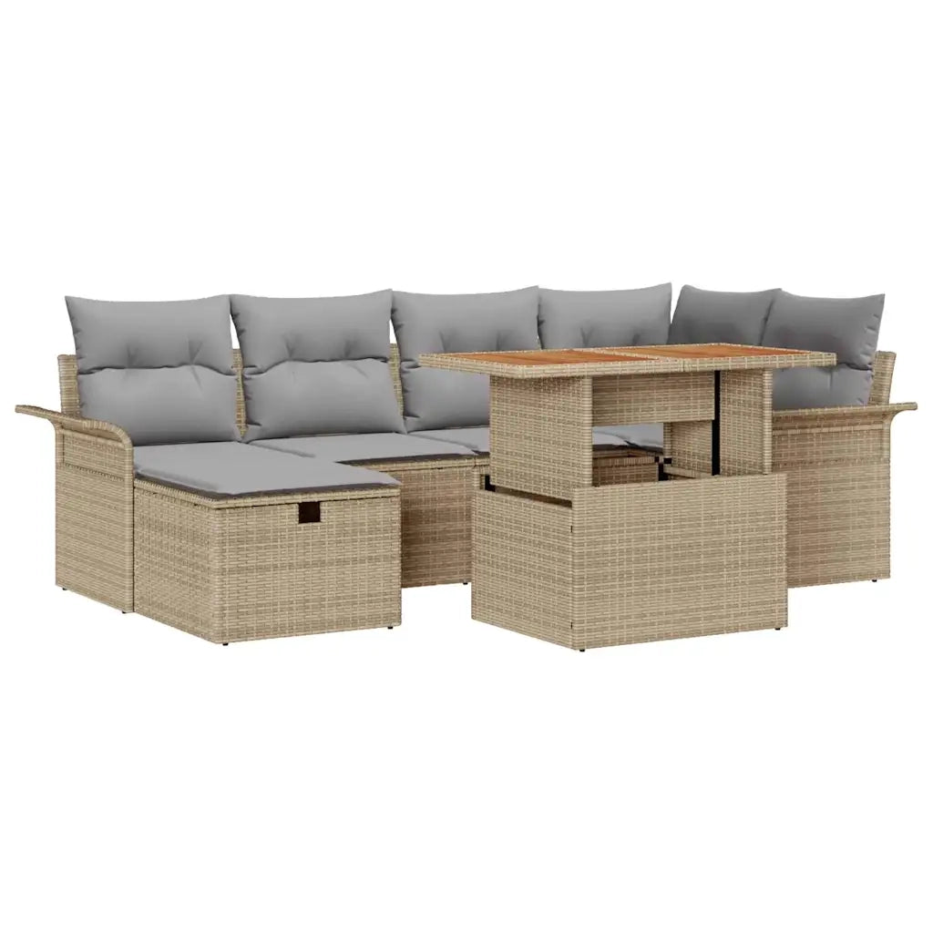 Set Divano da Giardino 7 pcs Beige polyrattan 3361245