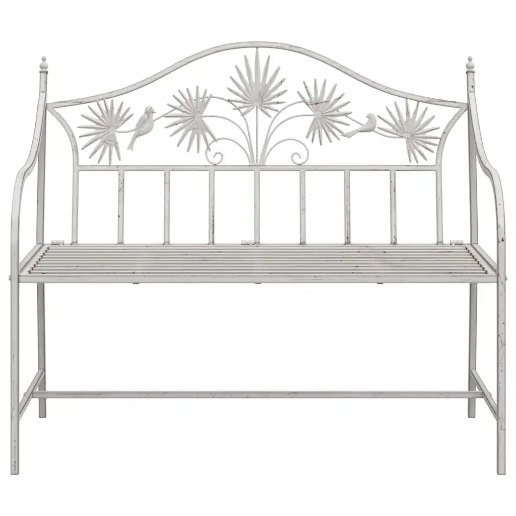 Panchina da giardino Bianco Antico 104 x 52,5 x 89 cm Acciaio 42008114