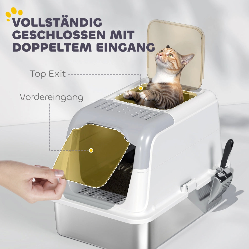 Casetta per Gatti con Coperchio e Paletta ¨C Minimal ¨C Ingresso Anteriore e Superiore