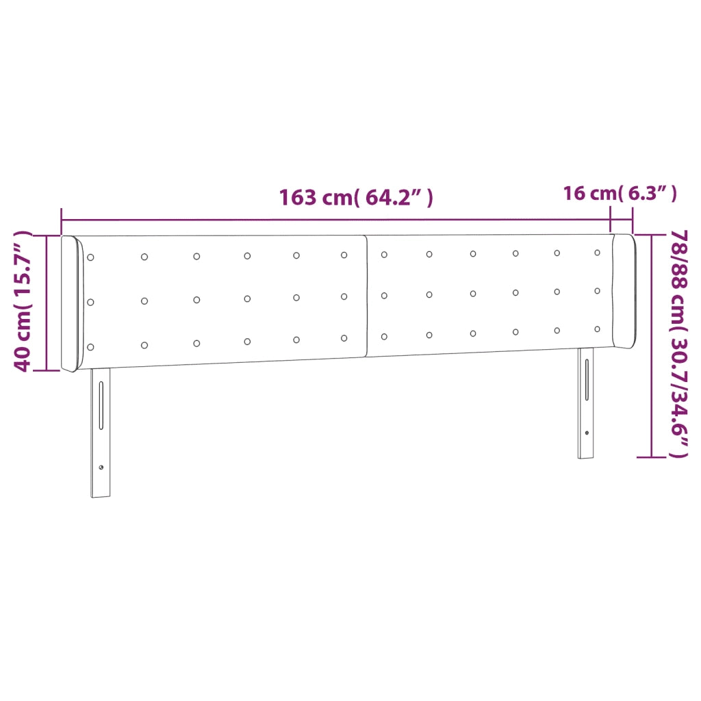 Testiera ad Orecchio-Testata con Orecchie Rosa 163x16x78/88 cm in Velluto 910498
