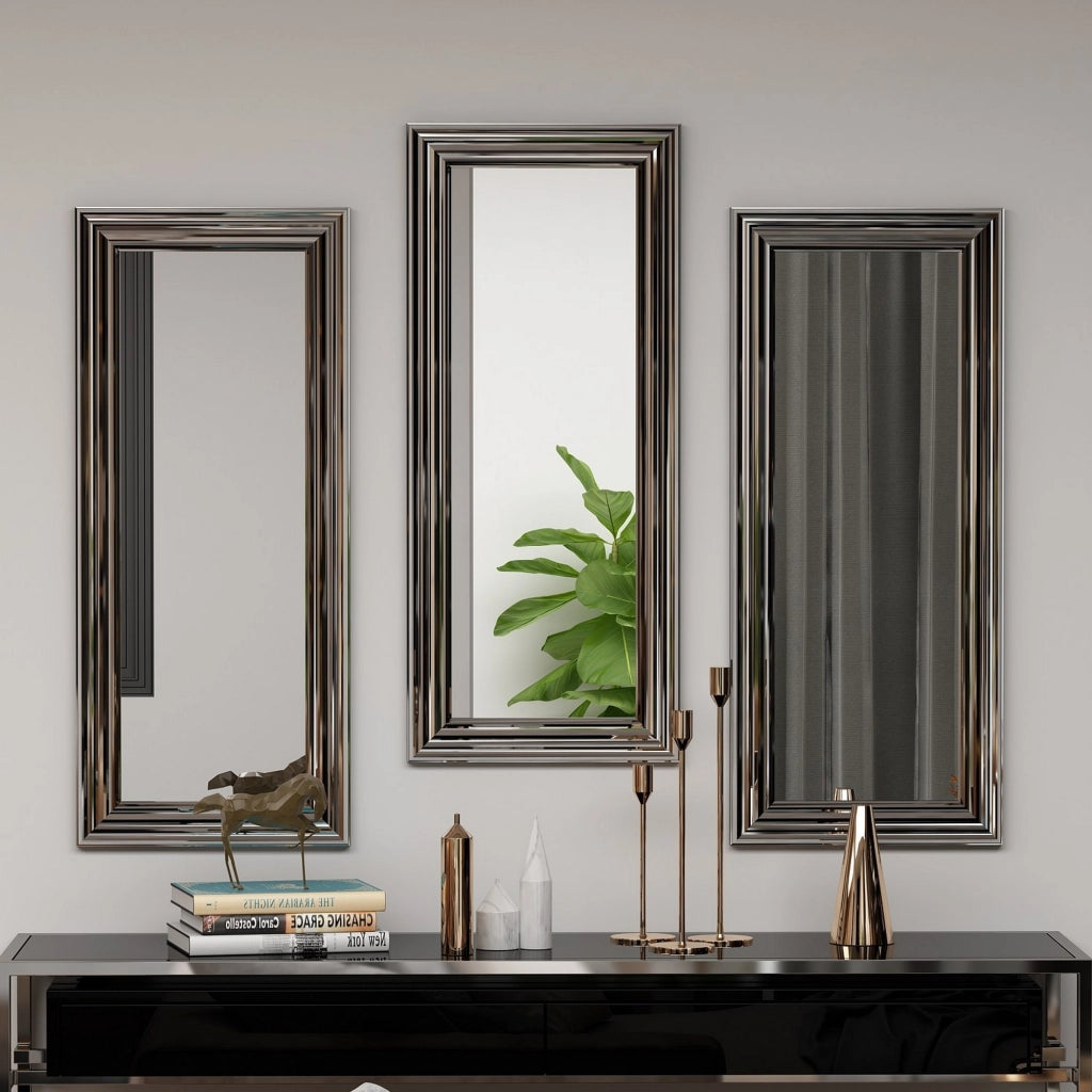 Guarcino, Specchio Modulabile, 30x70h cm Argento