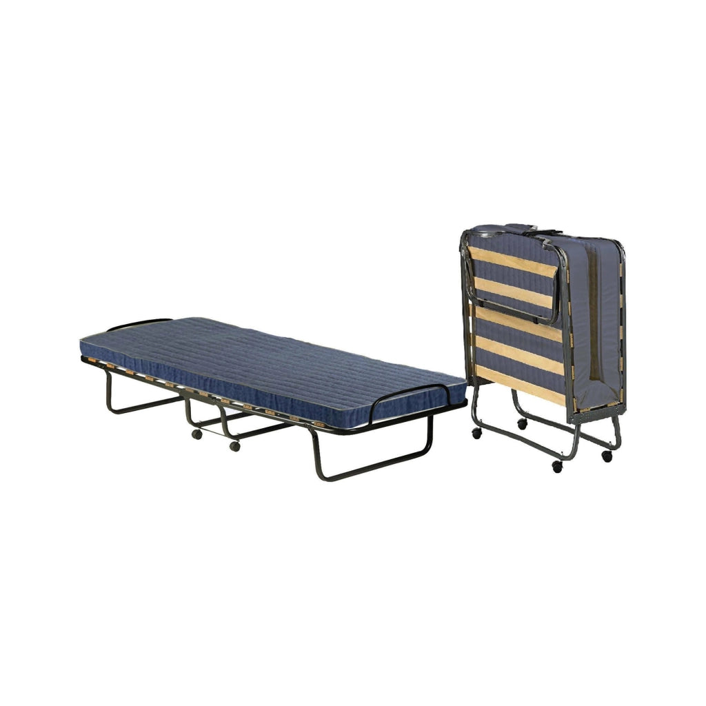 Letto pieghevole salvaspazio Arias, Brandina con rete a 12 doghe e materasso incluso, 100% Made in Italy, 80x190h37 cm, Antracite, senza cover