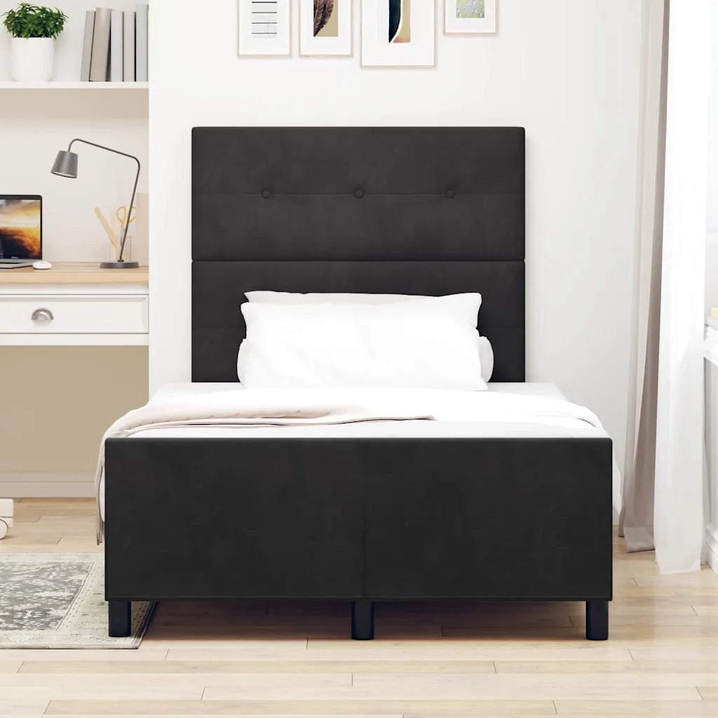 Letto a molle con testiera Nero 120 x 190 cm Velluto