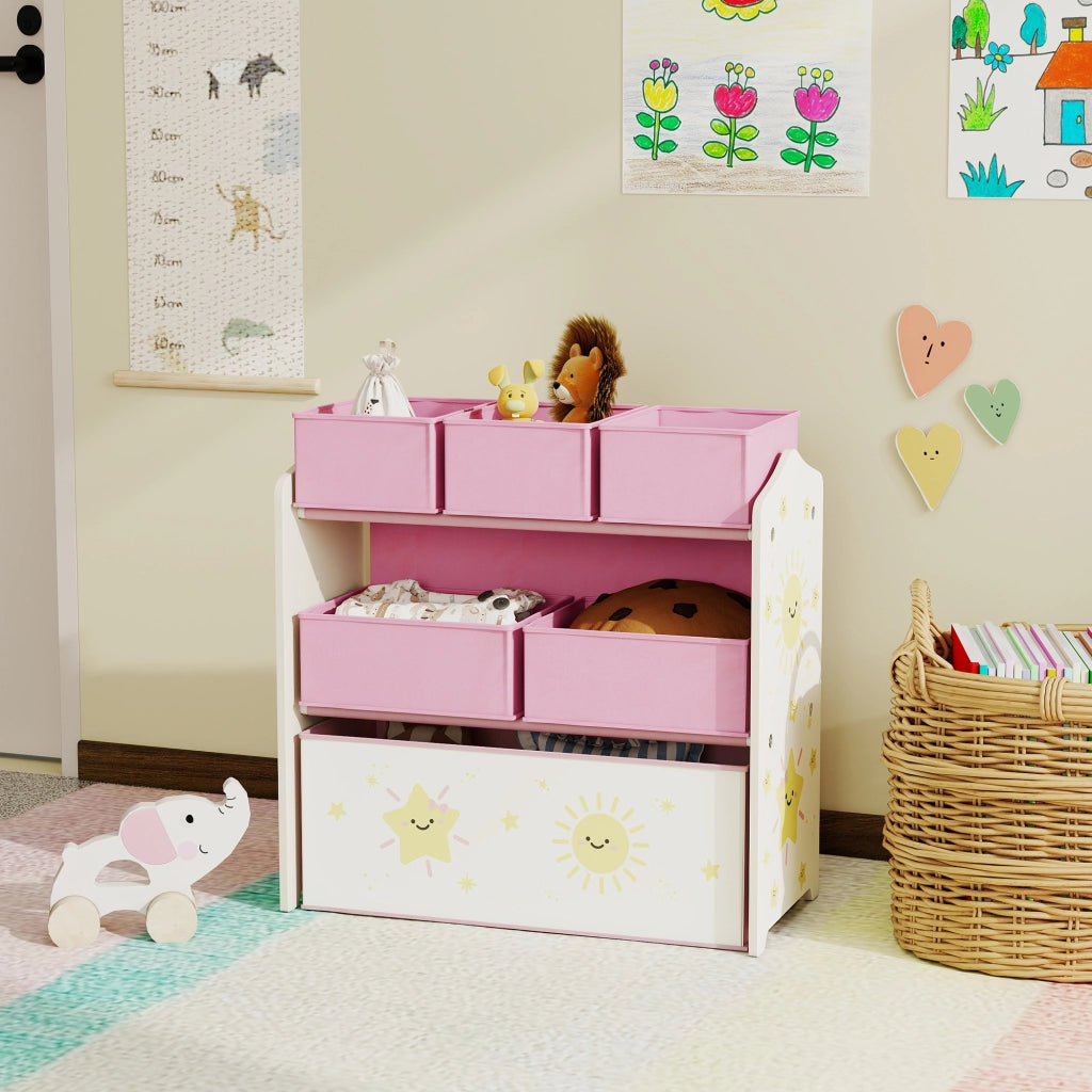 Scaffale per bambini con 6 contenitori in tessuto ¨C Minimal ¨C rosa