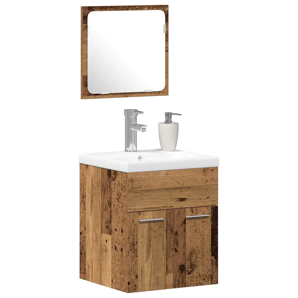 Set di mobili per il bagno con porta 3 pcs Legno vecchio 3332536