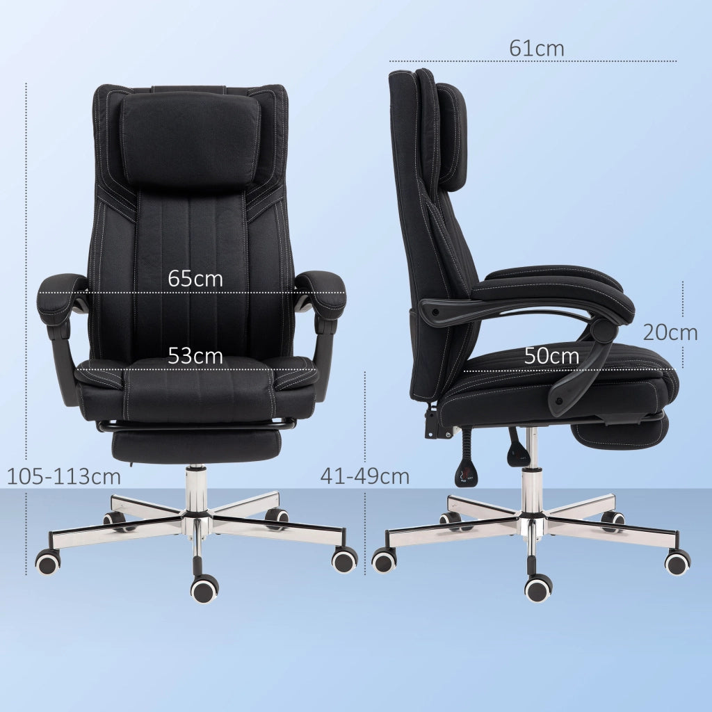 Sedia da ufficio girevole con schienale reclinabile e altezza regolabile ¨C zephmum ¨C 65x61x105-113 cm nero