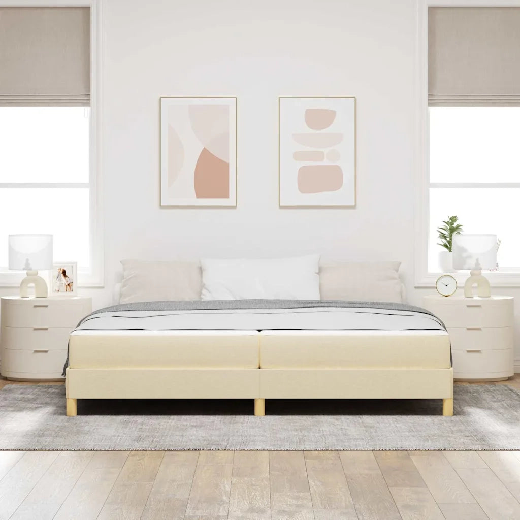 Letto a molle con materasso Crema 200 x 200 cm Tessuto