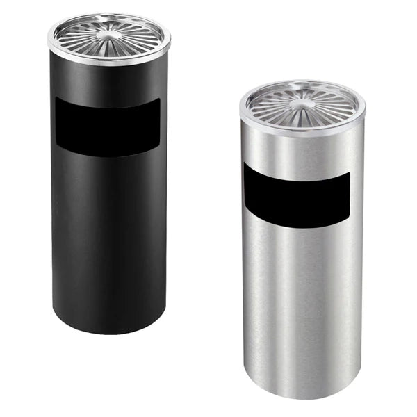 Posacenere con cestino circolare a raggi - Silver