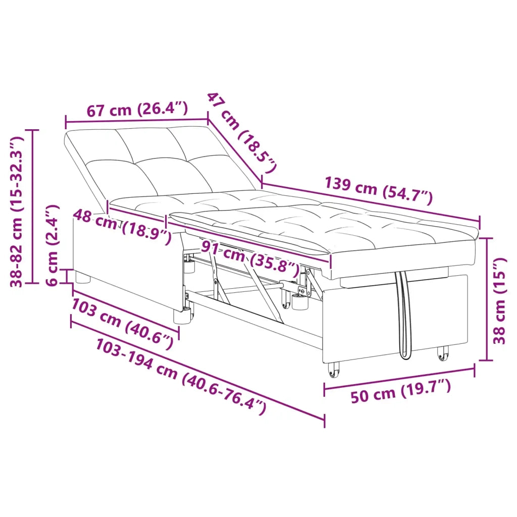 Divano letto Grigio scuro 194 x 67 x 82 cm Velluto 42008595