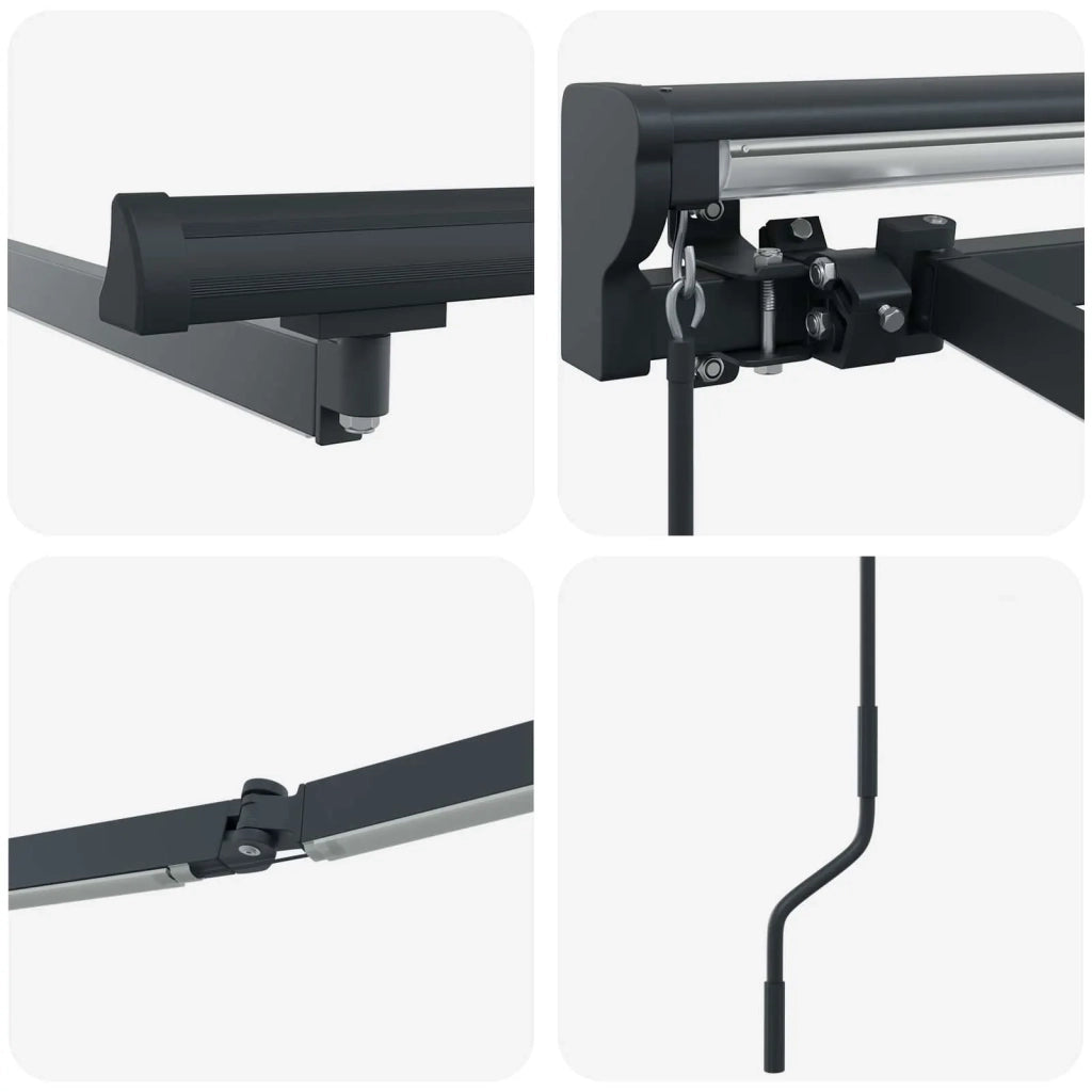 Cornice per Tenda Manuale con LED Antracite 4 × 3 m Alluminio 42024812