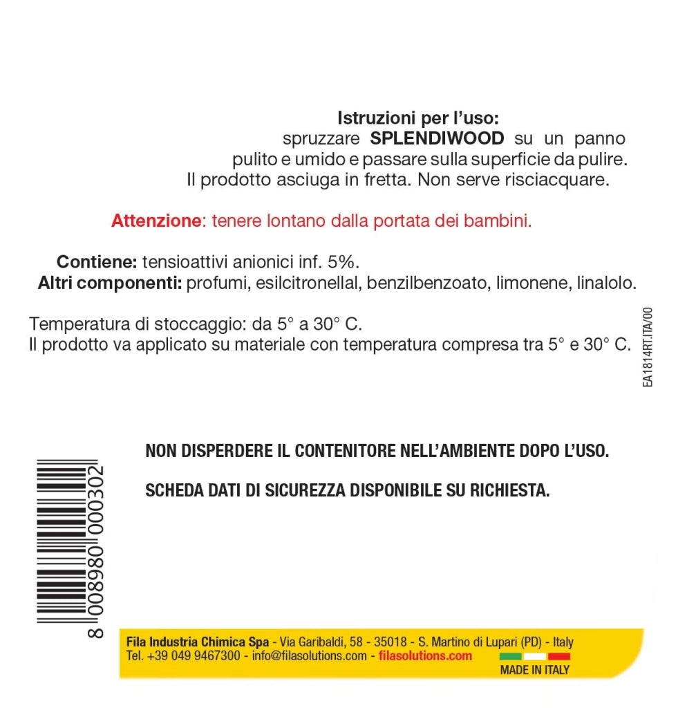 Detergente spray per legno Splendiwood FILA 750