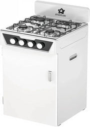 Staylux cucina 4 fuochi a gas bombola, libera installazione per uso esterno ed interno, struttura autoportante, colore bianco, dimensioni 48,5x45,0xh65,0 cm
