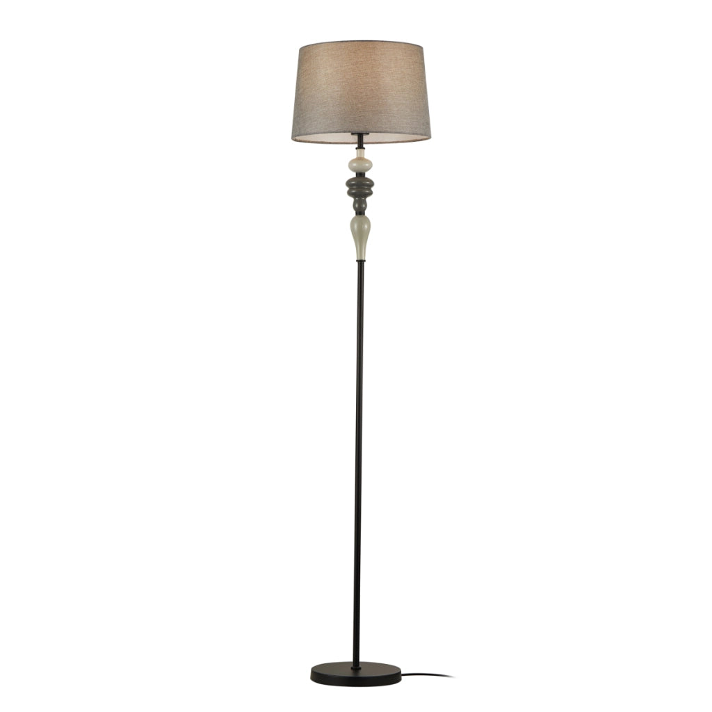 Lampada da terra NEROM Italux nera opaca paralume grigio E27 60W