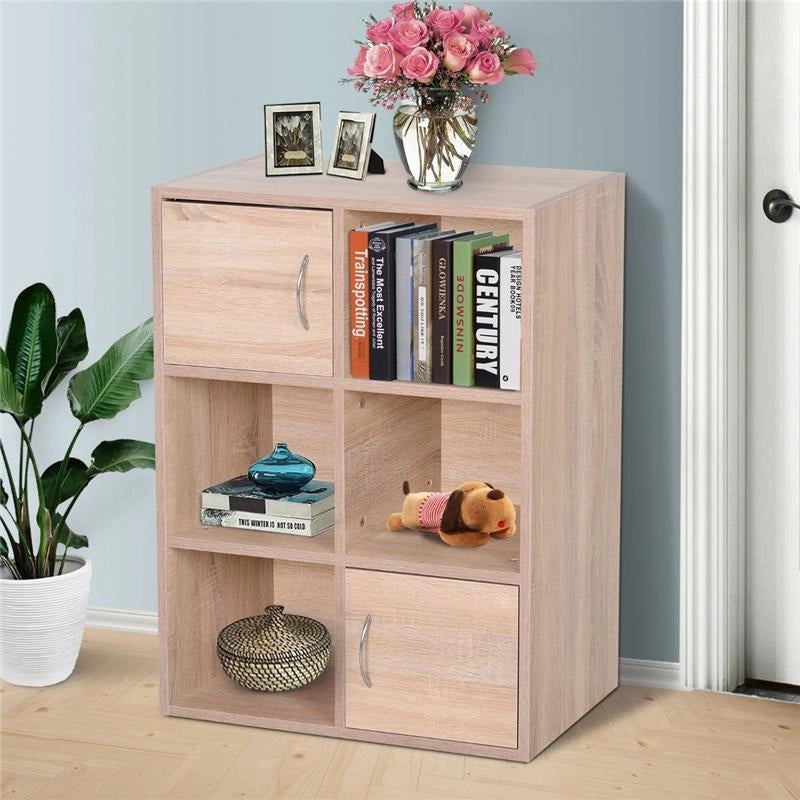 LIBRERIA SCAFFALE IN LEGNO A 3 RIPIANI CON 4 SCOMPARTIMENTI E 2 ANTE IN LEGNO