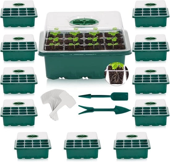 Mini inscatolatore per semi con coperchio e ventilazione - 12 pezzi - adatto per semi di piante