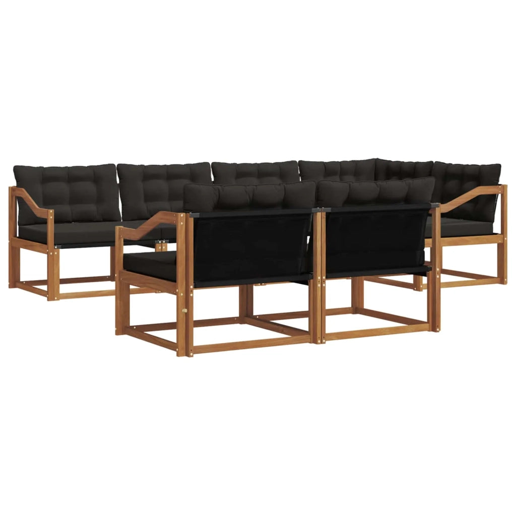Set di divani da esterno con cuscino 7 pcs Naturale e Nero 3369563