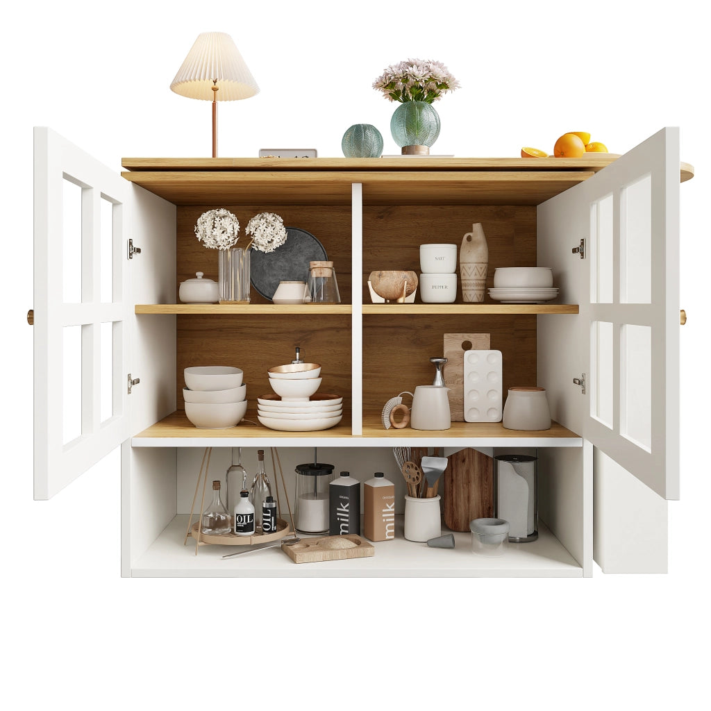 Credenza Girevole con Vetro e Ripiani ¨C MINIMAL ¨C Bianco