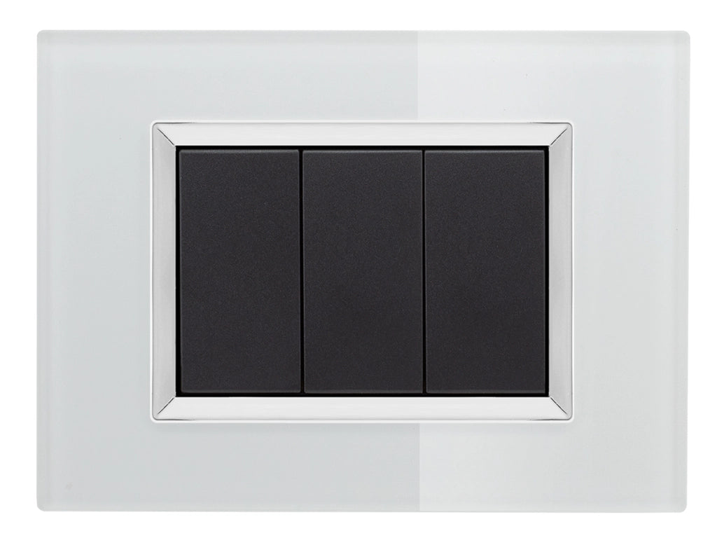 Placca Delux Vetro 503 3M Bianco Compatibile con Vimar Arke'