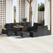 Set Divano da Giardino con cuscino 13 pcs Nero polyrattan 3362839