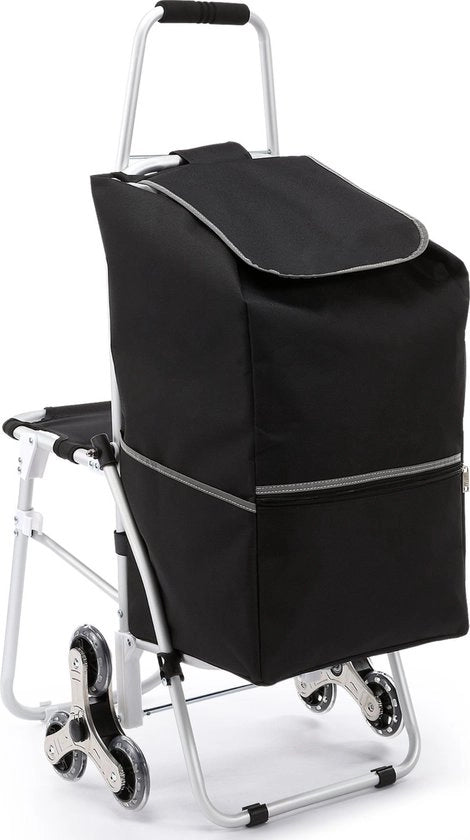 Sedia a Rotella - Carrello per Sedie - Carrello per Anziani - Progettato Specialmente per Scale - Nero - 50L