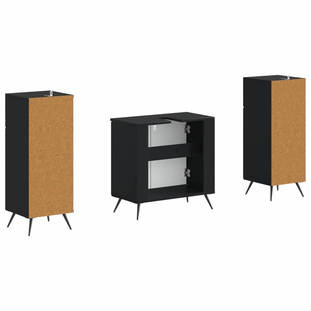 Set di Armadi da Bagno da 2 Pezzi BREDA Nero 3418045