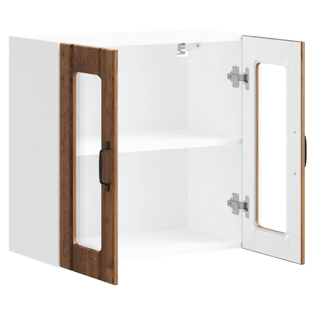 Pensile da Cucina | Mobile da Cucina con Porta in Vetro Lucca Legno Vecchio