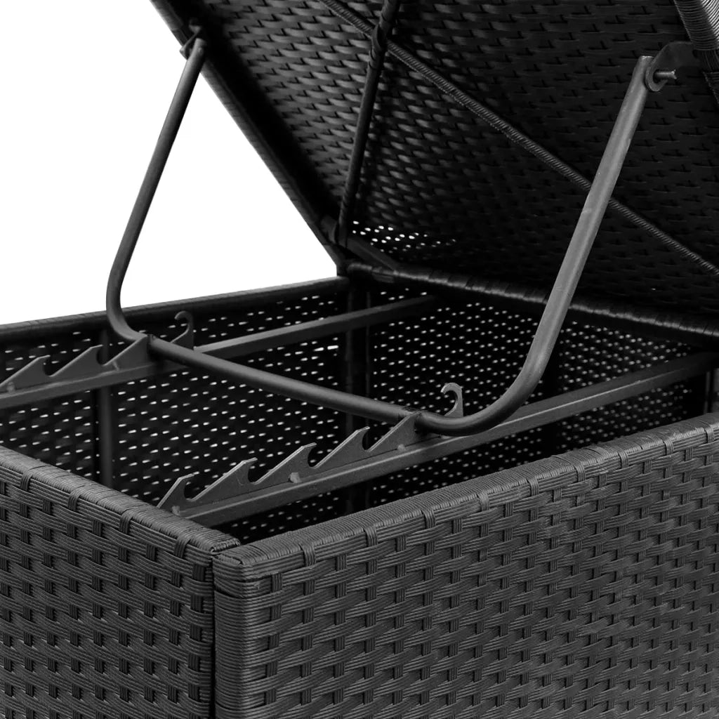 Lettino Prendisole con Cuscino in Polyrattan Nero 44405