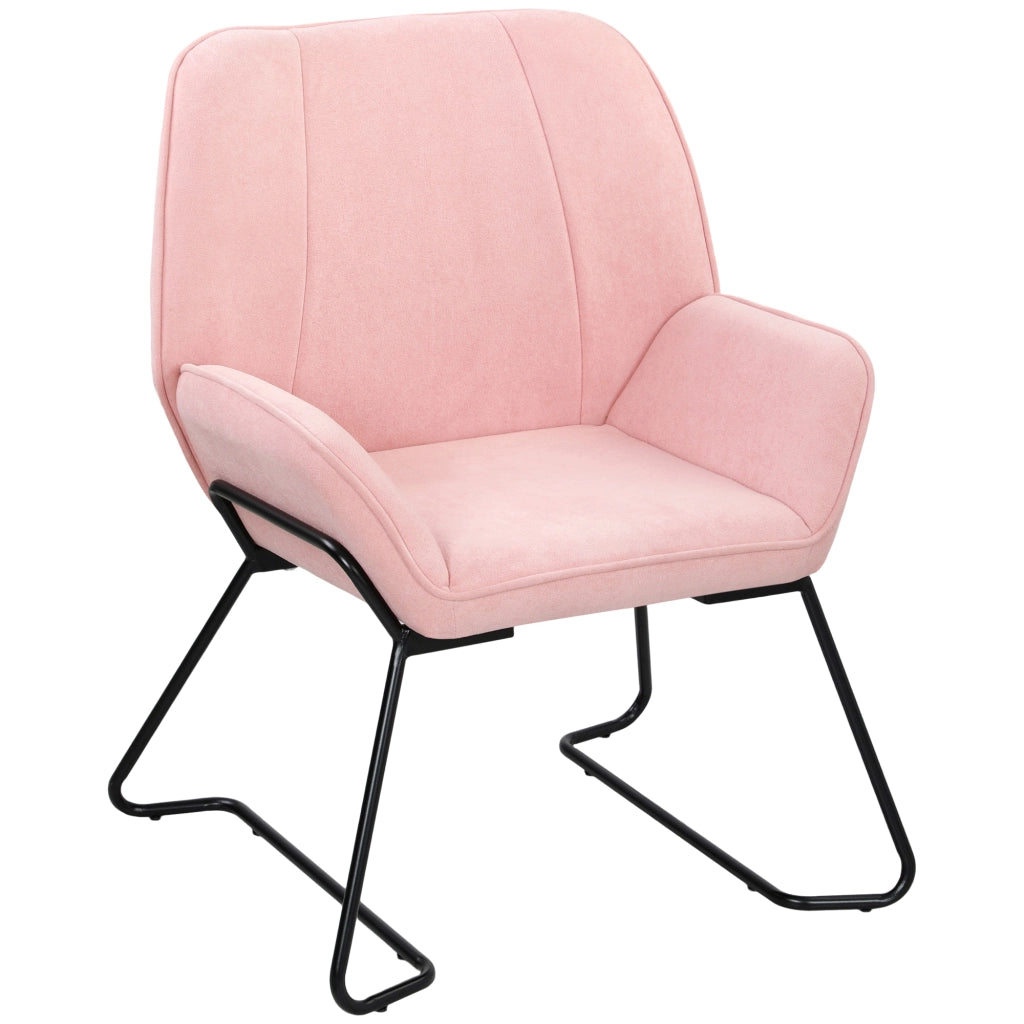 Poltrona imbottita in velluto ¨C zephmum ¨C rosa con gambe in metallo