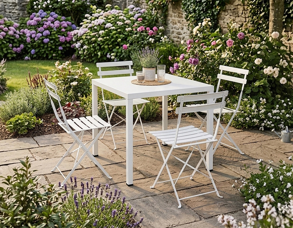 Tavolo da esterno 70×70 cm tavolo da giardino bianco – Alan