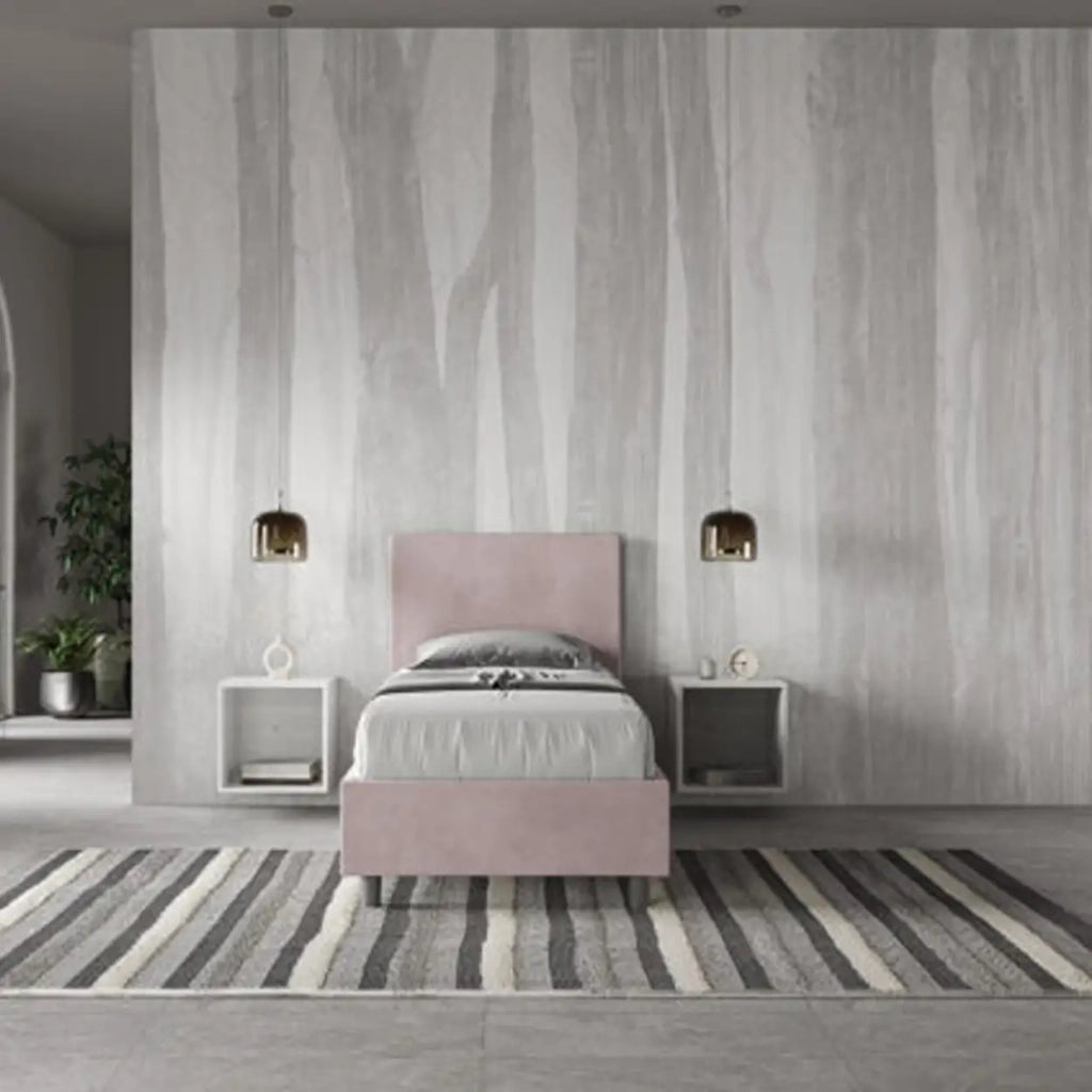 Letto singolo senza rete imbottito 80x210 microfibra glicine Adele
