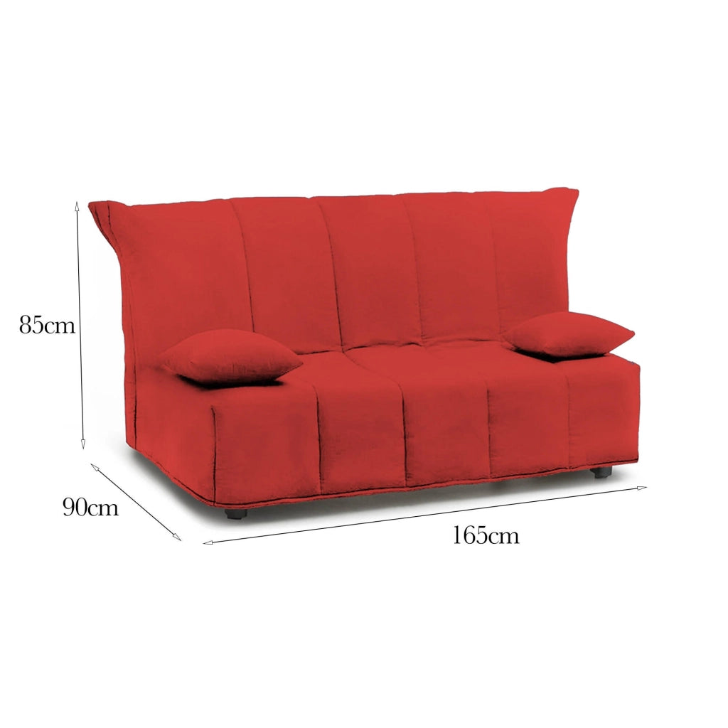 Divano Letto Antal, Divano a 3 posti, Made in Italy, Sofà\  Soggiorno con apertura a carrello con apertura a carrello, in tessuto imbottito, con cuscini inclusi, cm 165x90h85, colore Rosso