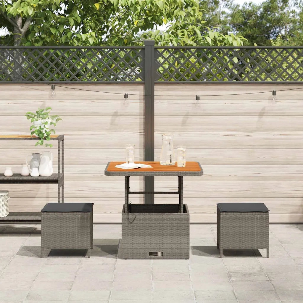 Set da Pranzo per Giardino Grigio polyrattan 42007915