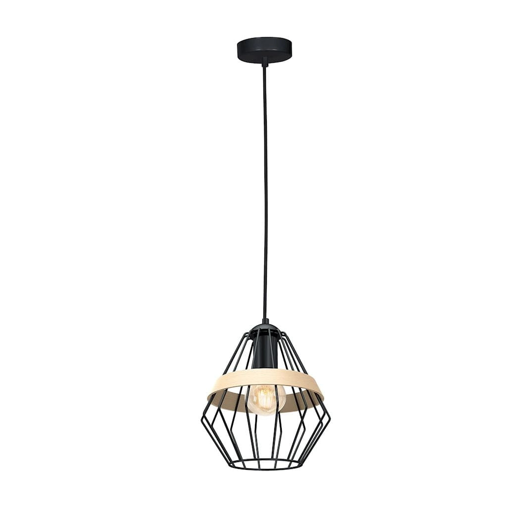 Lampada a sospensione Milagro Cliff E27 1 luce nero legno