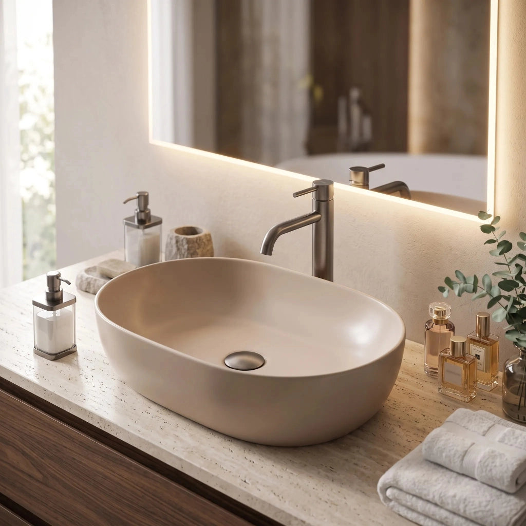 Lavabo Da Appoggio Rea Lisa Mocca Matt