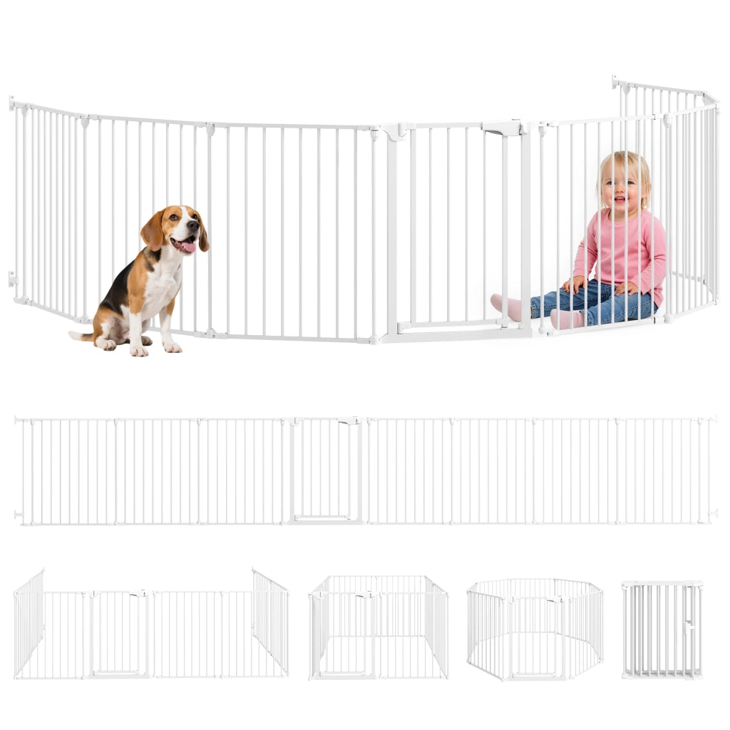 Recinto per Cani 8 Pannelli ¨C Xylo ¨C Acciaio ABS Bianco 61x75cm