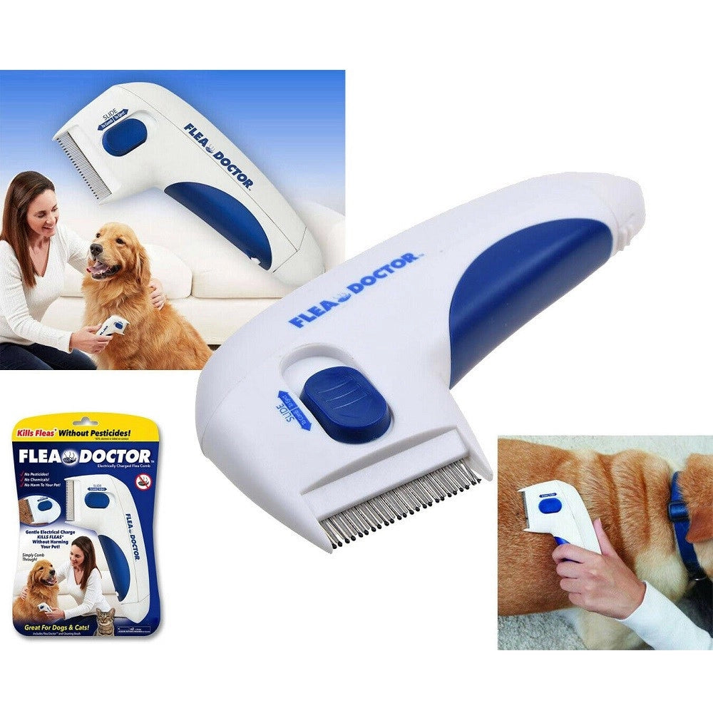 Trade Shop - Pettine Spazzola Elettrica Perfetto Per Pelo Gatto Cane Antipulci Batterie -