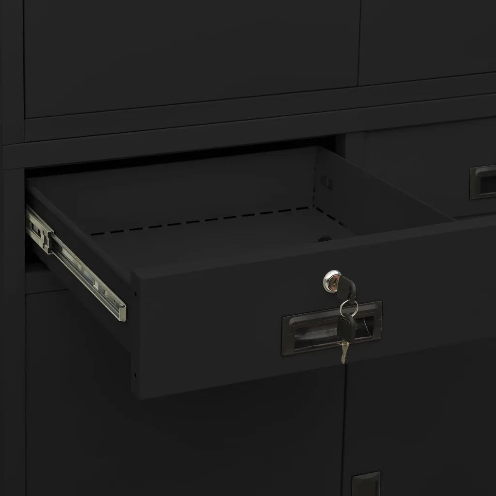 Armadio per Ufficio Nero 90x40x180 cm in Acciaio 336419