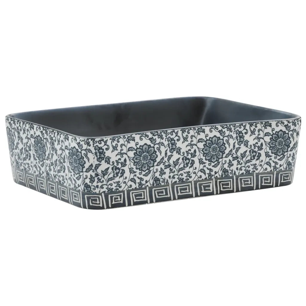Lavabo Appoggio-Lavandino-Lavello Nero e Blu Rettangolare 46x35,5x13 cm Ceramica