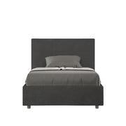 Letto una piazza e mezza contenitore imbottito 120x190 microfibra grigio Mika