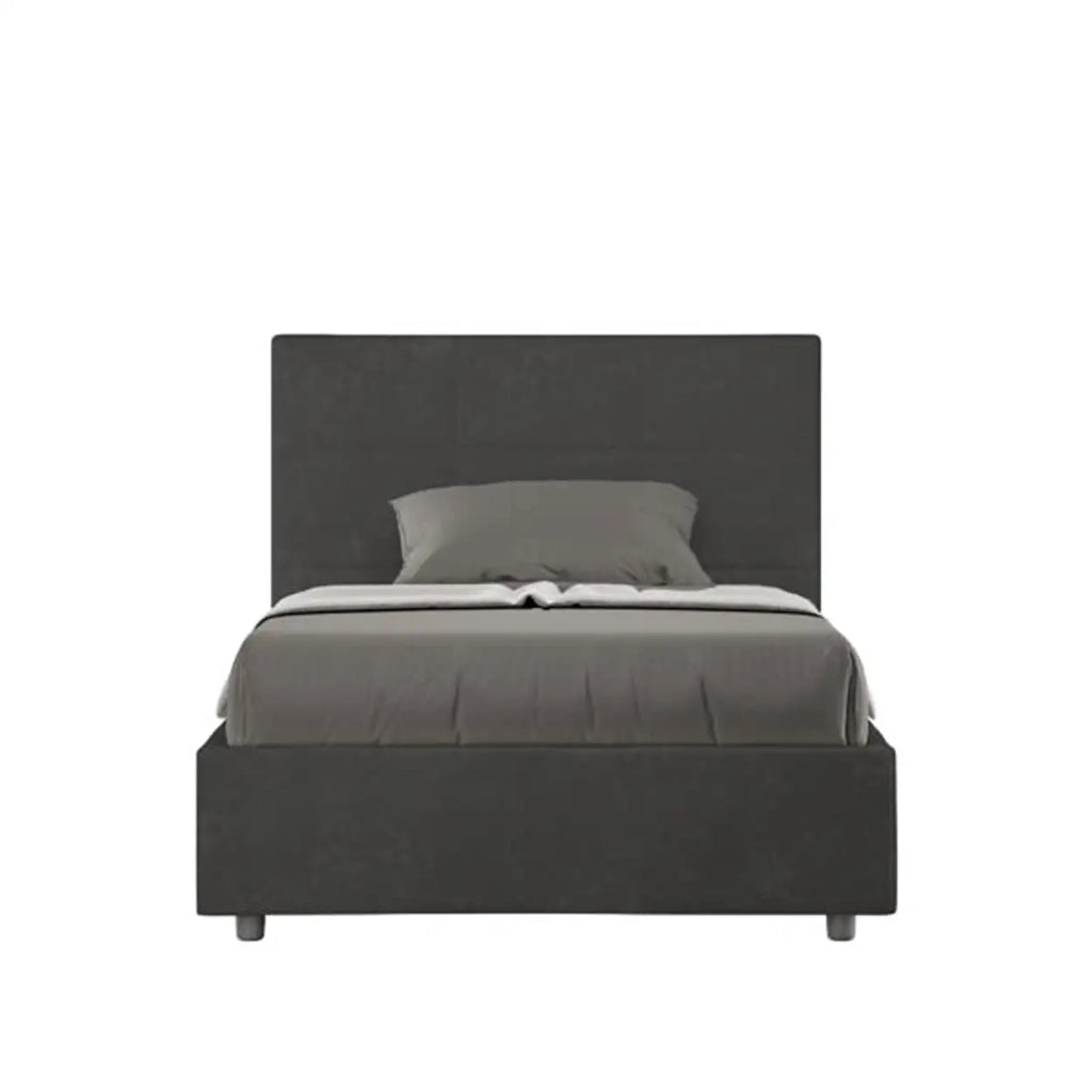 Letto una piazza e mezza contenitore imbottito 120x190 microfibra grigio Mika