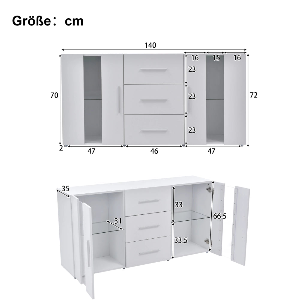 Credenza con luci LED - Zephmum - 140x35x70cm