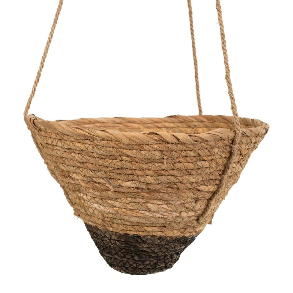 Set di 3 cestini sospesi in fibra naturale marrone