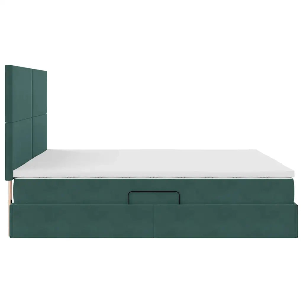 Letto con contenitore e materasso Verde Scuro 160 x 200 cm 3371982