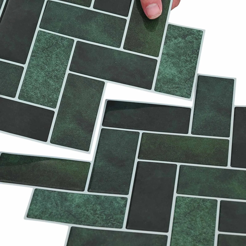 Piastrella a Spina di Pesce 10 pcs Verde Scuro 30 x 30 cm 42046189