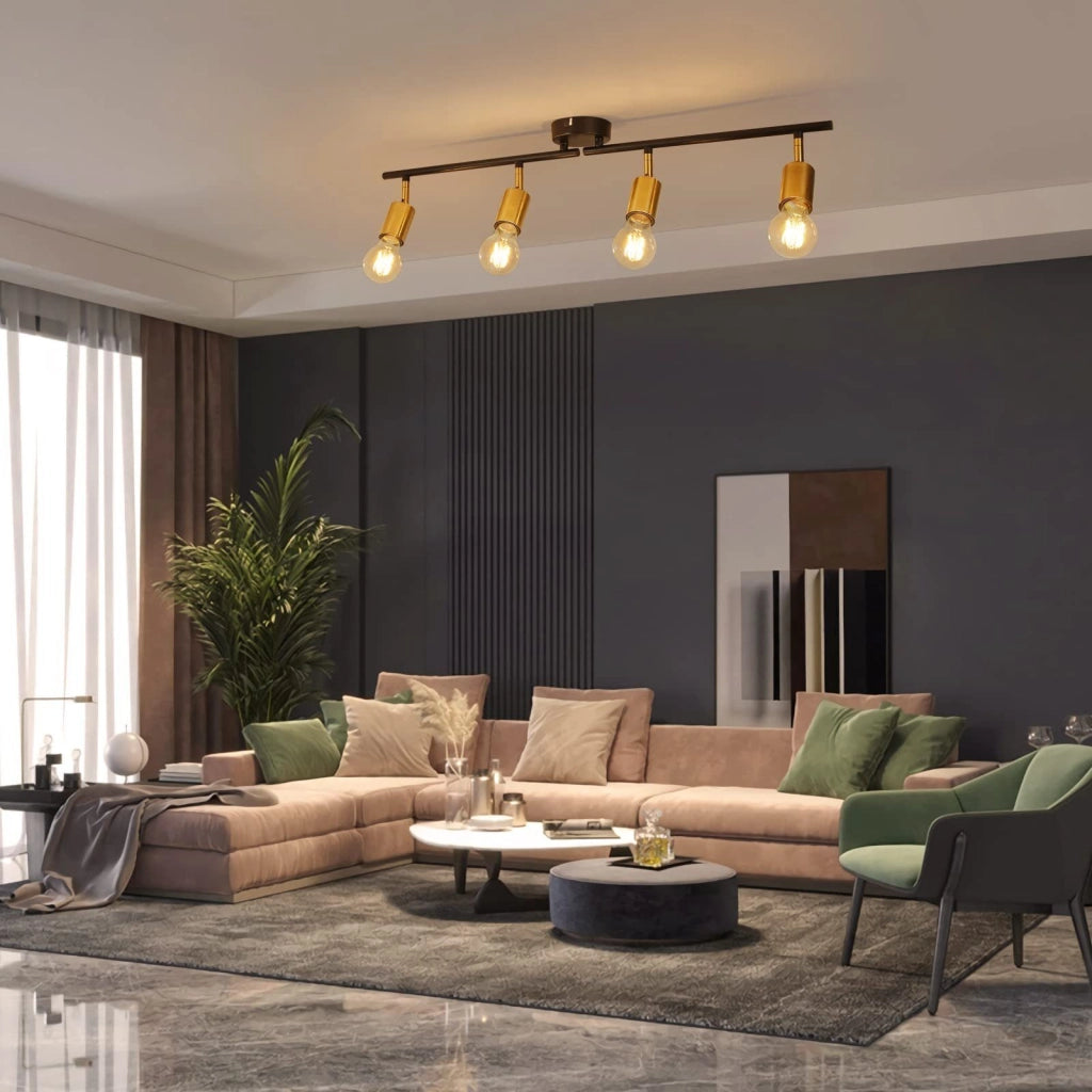 ZMH Faretto da soffitto vintage E27 nero oro a sospensione