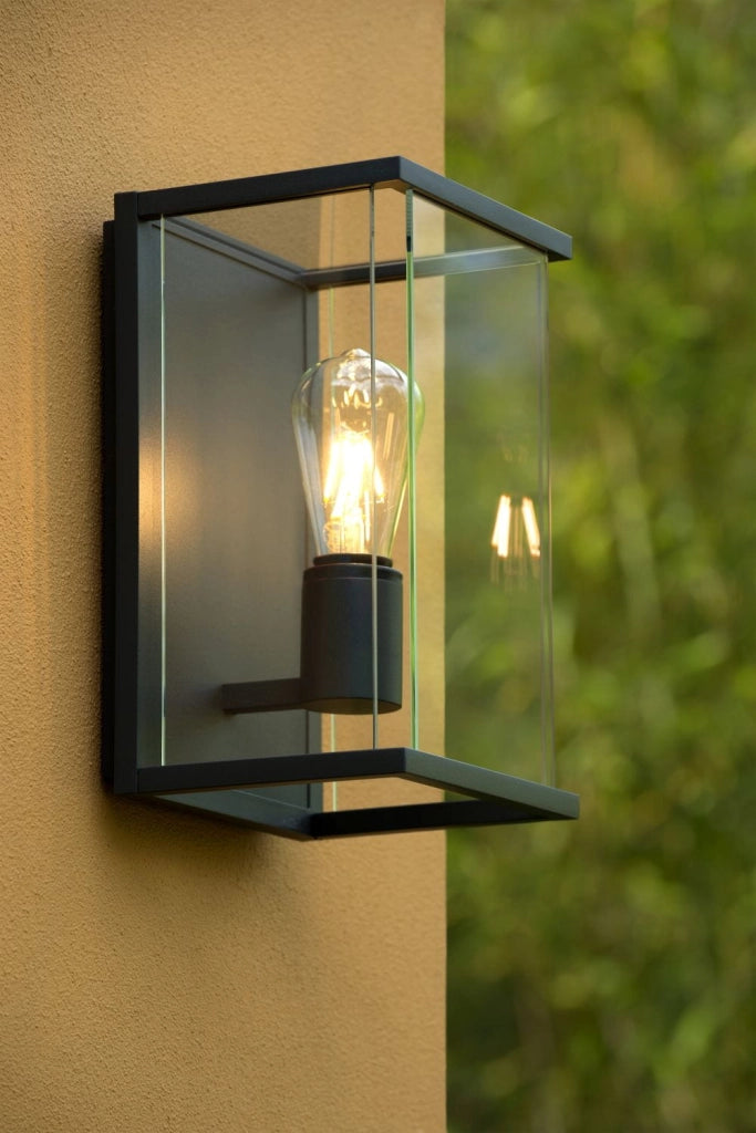 Applique esterna Lucide Claire LED E27 IP54 nera vetro