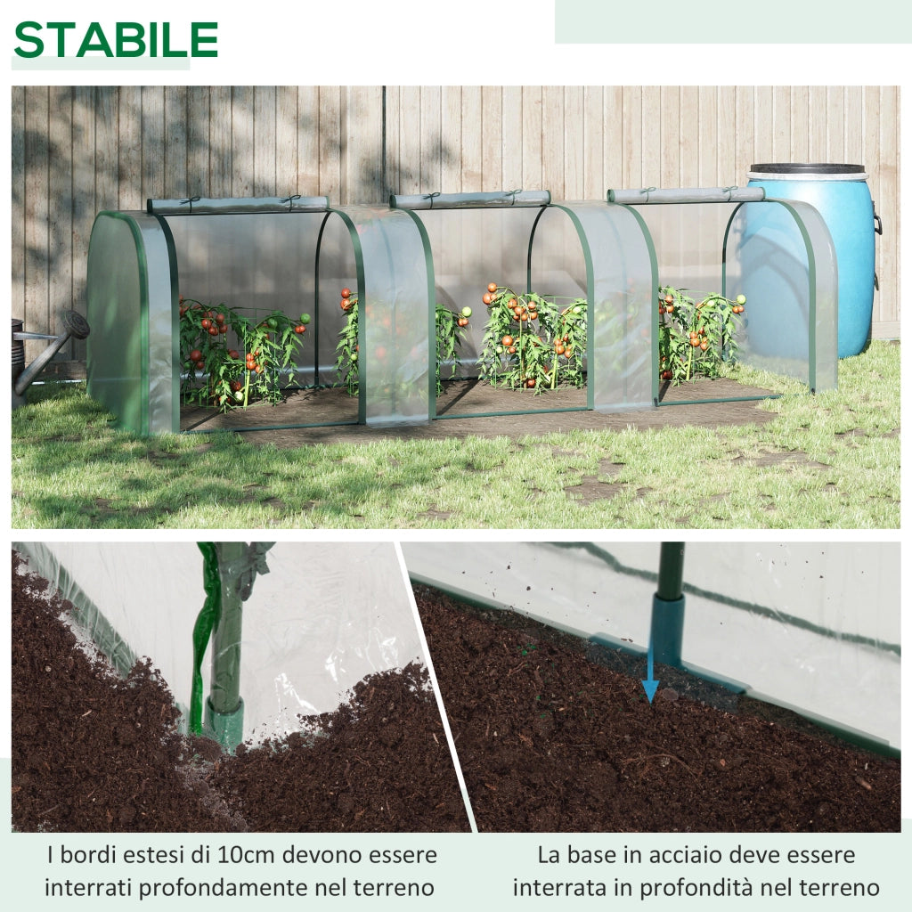 Serra a Tunnel per Giardino ¨C Xylo ¨C PVC Trasparente e Acciaio 295x100x80 cm