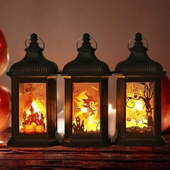 Set di 3 Lampade LED di Halloween - Alimentate a Batteria - Per Interno e Esterno