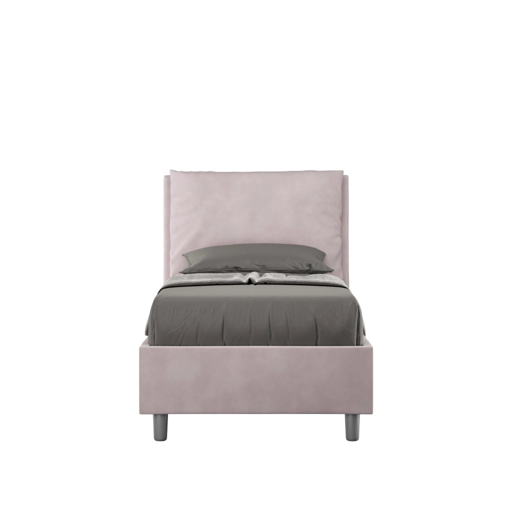 BS COM Letto singolo contenitore imbottito 90x200 microfibra glicine