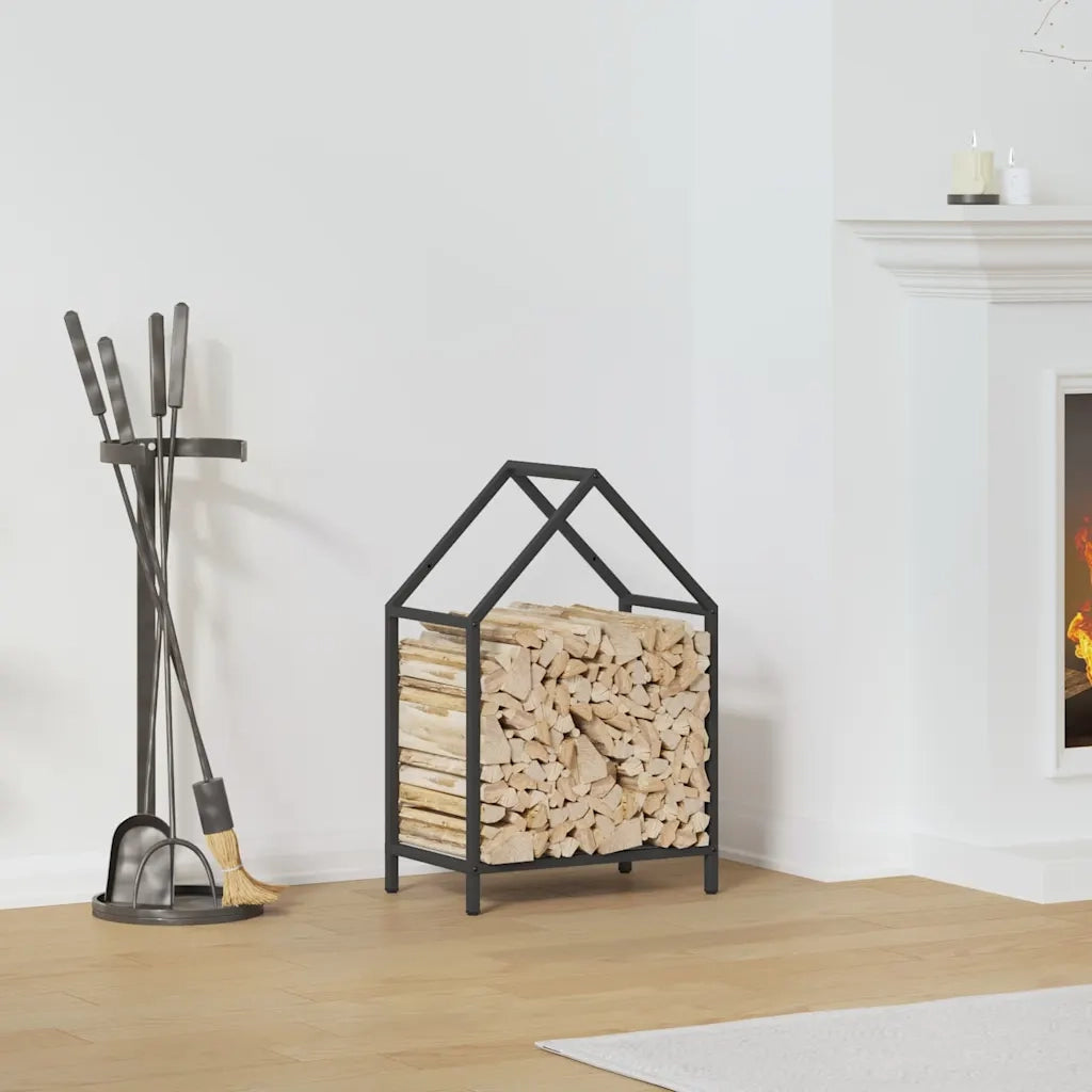 Rastrelliera per Legna da Ardere Nera 40x25x60 cm CFW6071335